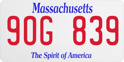 MA license plate 9OG839