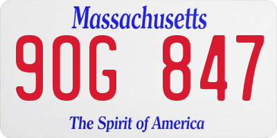 MA license plate 9OG847
