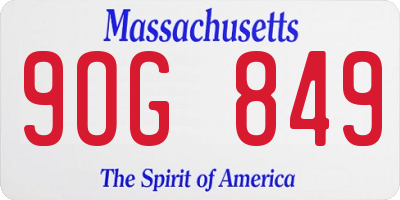 MA license plate 9OG849