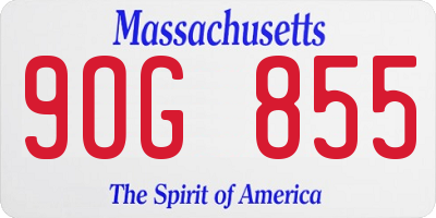 MA license plate 9OG855