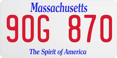 MA license plate 9OG870