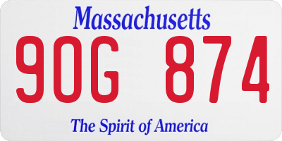 MA license plate 9OG874
