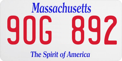 MA license plate 9OG892