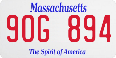 MA license plate 9OG894