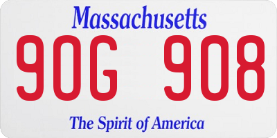 MA license plate 9OG908
