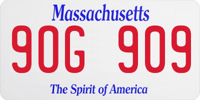 MA license plate 9OG909