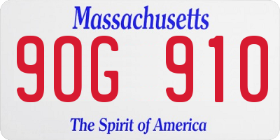 MA license plate 9OG910