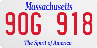 MA license plate 9OG918