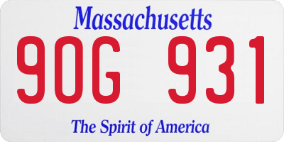 MA license plate 9OG931