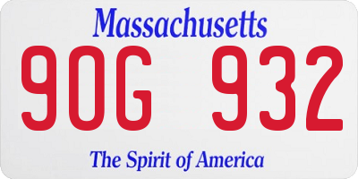 MA license plate 9OG932