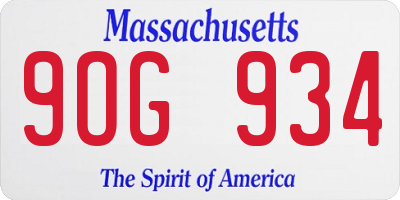 MA license plate 9OG934