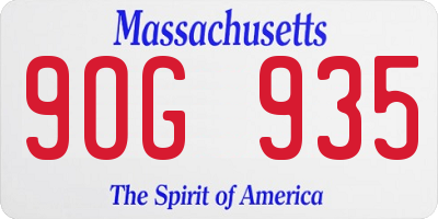 MA license plate 9OG935