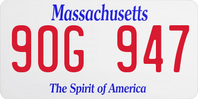 MA license plate 9OG947