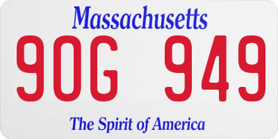 MA license plate 9OG949