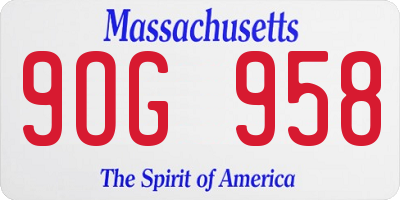 MA license plate 9OG958