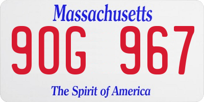 MA license plate 9OG967