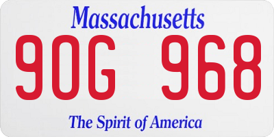 MA license plate 9OG968