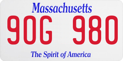 MA license plate 9OG980