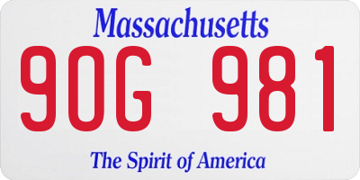 MA license plate 9OG981