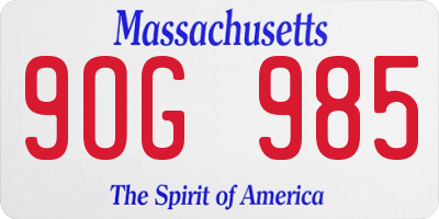 MA license plate 9OG985