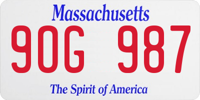 MA license plate 9OG987