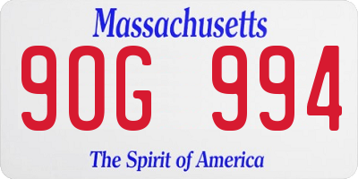 MA license plate 9OG994