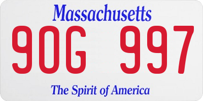 MA license plate 9OG997