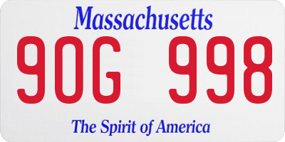 MA license plate 9OG998