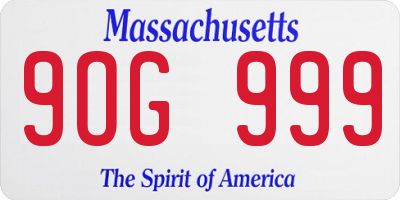 MA license plate 9OG999
