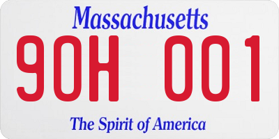 MA license plate 9OH001