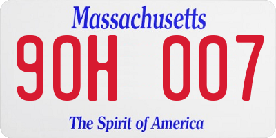 MA license plate 9OH007