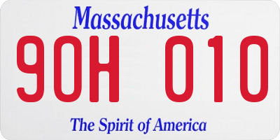 MA license plate 9OH010