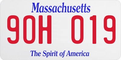 MA license plate 9OH019
