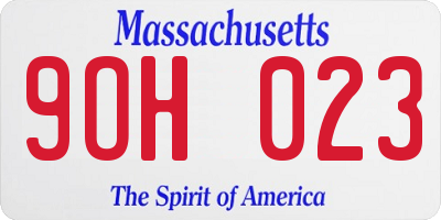 MA license plate 9OH023