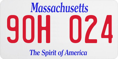 MA license plate 9OH024