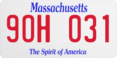 MA license plate 9OH031