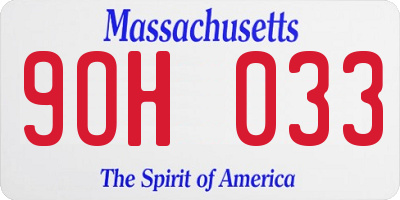 MA license plate 9OH033