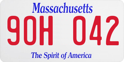 MA license plate 9OH042