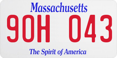 MA license plate 9OH043