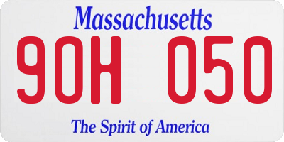 MA license plate 9OH050