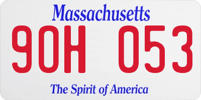 MA license plate 9OH053