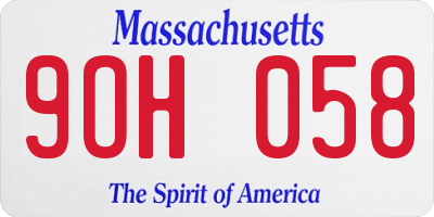 MA license plate 9OH058