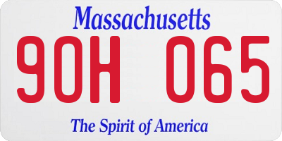 MA license plate 9OH065