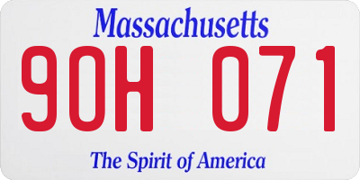 MA license plate 9OH071