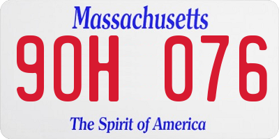 MA license plate 9OH076