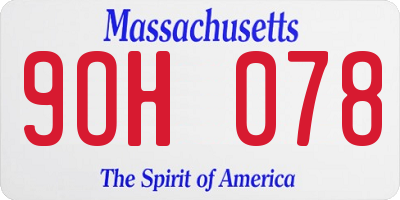 MA license plate 9OH078