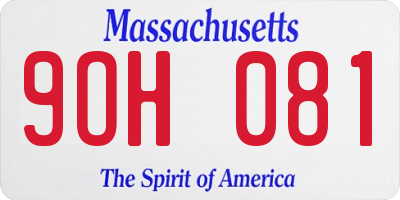 MA license plate 9OH081