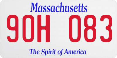MA license plate 9OH083