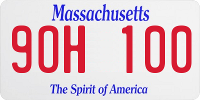 MA license plate 9OH100