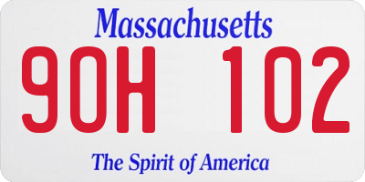 MA license plate 9OH102